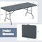 6 Feet Wood Grain HDPE Folding Table with Safety Lock and Metal Legs Perfect for Outdoor Use